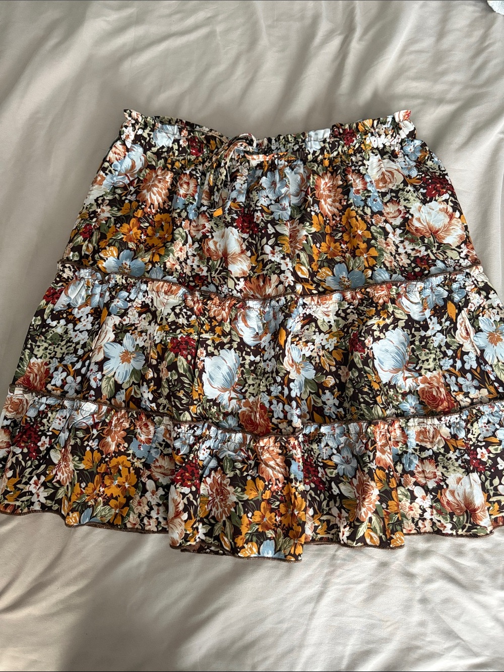 Floral Tiered Mini Skirt in Multi-Color